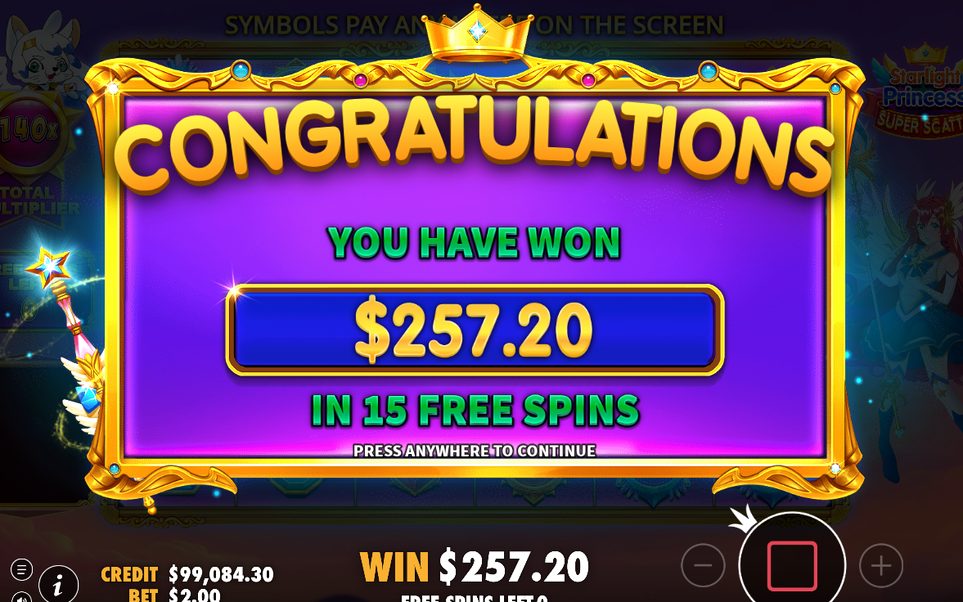 Free Spins-rund med antal spins kvar i spelet